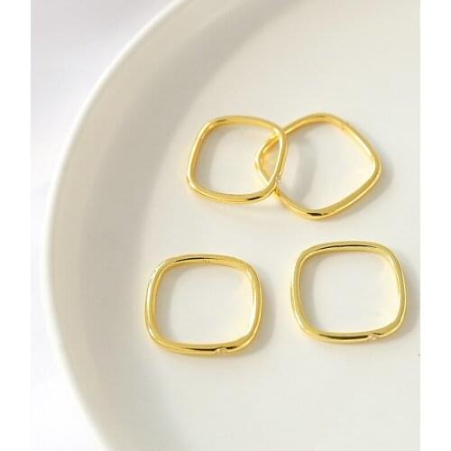 4pcs Gold-clad Geometric square Rings For Women Cute simple Rhinestone wild gift color preservation diy jewelry accessories