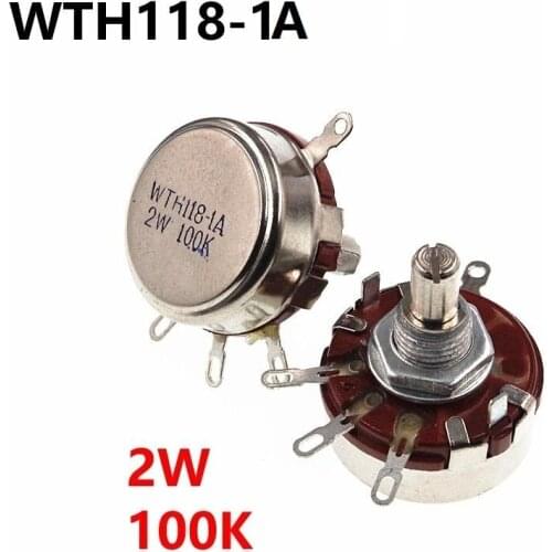 5Pcs WTH118 2W 100K Single Turn Carbon Film Potentiometer