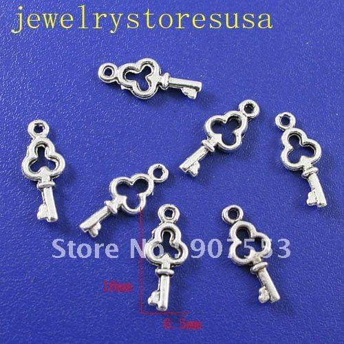 80Pcs Tibetan silver Mini key charms findings h0579