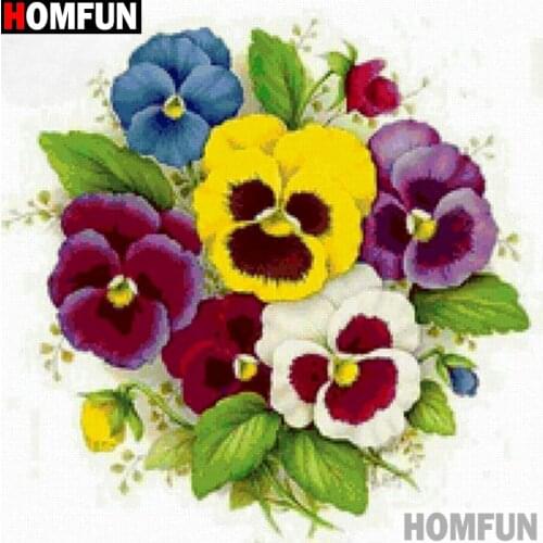 HOMFUN Full Square/Round Drill 5D DIY Diamond Painting "Colored flower" 3D Embroidery Cross Stitch 5D Home Decor A15018