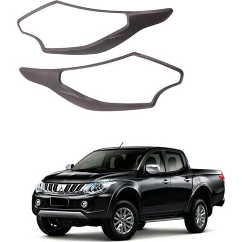 Car Headlight Frame Head Light Cover Trim for Mitsubishi Triton / L200 2015-2018 Black Accessories