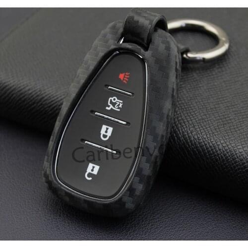 Car Key Case Carbon Fiber Look Keychain Cover Holder For Chevrolet Cruze Malibu Volt Equinox Trax Bolt EV Traverse Accessories
