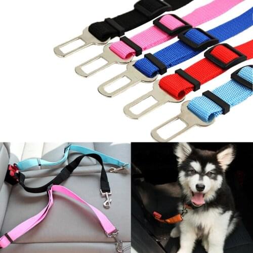 Pet Car Seat Belt Dog Cat Retractable Safety Rope Pet Leash for Small Medium Dogs Seat Belt With Adjustment Metal Buckle 7 Color