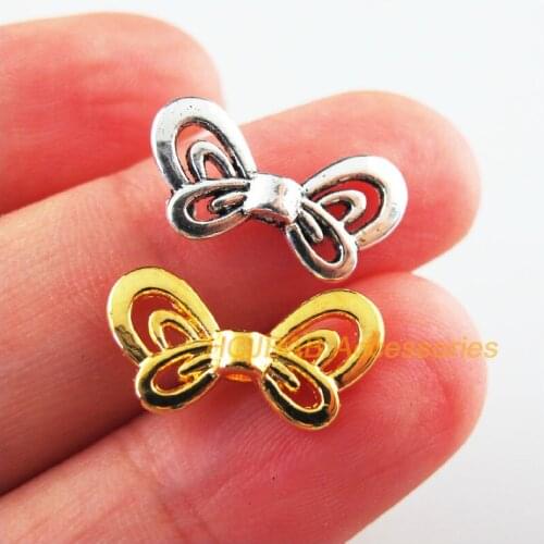 35Pcs Retro Tibetan Silver Tone Gold Color Butterfly Wings Spacer Beads Charms 9.5x17.5mm