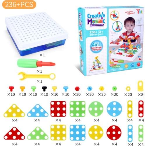 Childrens Electric Drill Screwing Block Toys Assembly Tools Sets Educational DIY 3D Puzzle Assembling Toy Kids Educational Toy