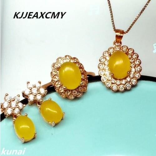 KJJEAXCMY Fine jewelry, 925 silver inlaid with Huang Yusui ladies jewelry, three sets of sterling silver set of gems
