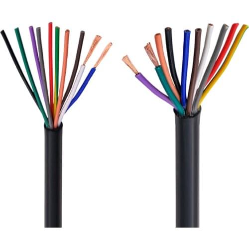 RVV black cable 17AWG 1.0MM 2 core 3 core 4 core 5 core 6 core 7 core 8 core 10 core 12 core 16 core 20 control signal wire