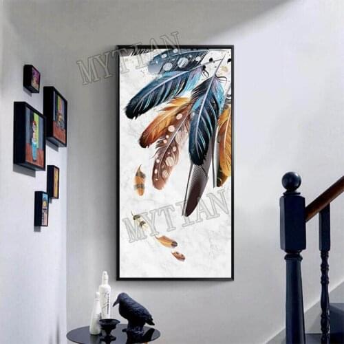 "Colorful feather "home decor Embroidery Pattern full square/round 5D DIY diamond painting 3D Cross stitch mosaic wall stickers