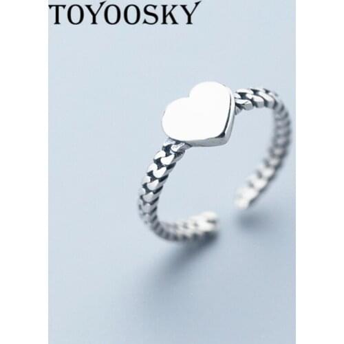 High Quality Heart Love Twisted 925 Sterling Silver Stackable Finger Ring Minimalist Valentines Day Anniversary Jewelry