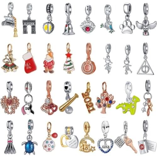 Creative Santa Claus Tree Fit Original Pandora Charms Sports Dancing Boy Girl Beads Pendants Bracelets DIY for Women Jewelry