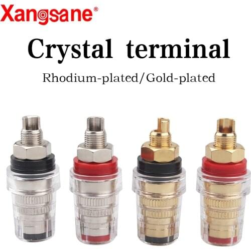 Xangsane 4pcs crystal transparent hifi terminal power amplifier amplifier banana plug interface welding-free short column