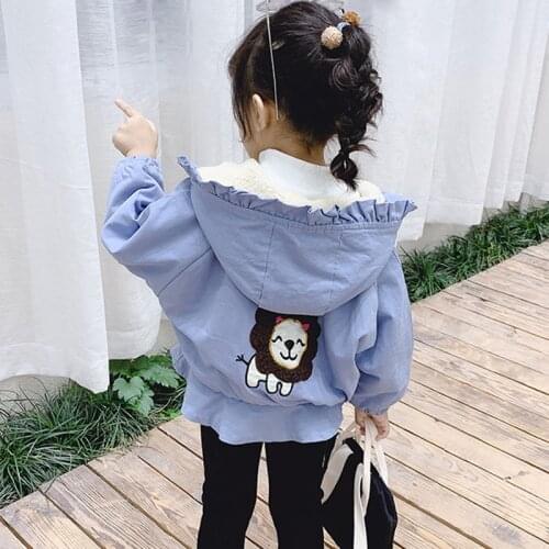New Baby Girls Clothes Cartoon Pattern Girls Jackets Coats Thick Fleece Hooded Kids Outwear Jacket BC806