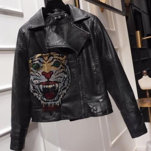 Women PU Leather Jacket Winter Motorcycle Jacket Short Artificial Leather Motorcycle Coat Diamond Slim-Fit Jacket Plus Size 3X
