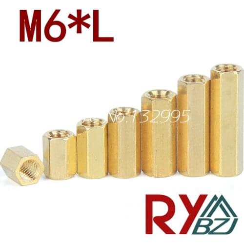 10pcs/lot M6*L Brass Standoff Spacer Female Female Brass Threaded Spacer hex spacer