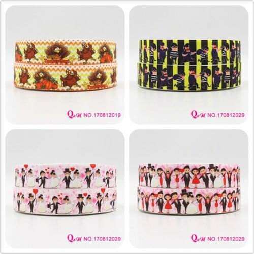 Q&N ribbon 16mm 22mm 25mm 38mm 50mm 75mm wedding printed grosgrain ribbon webbing 50yards/roll for hair tie free shipping