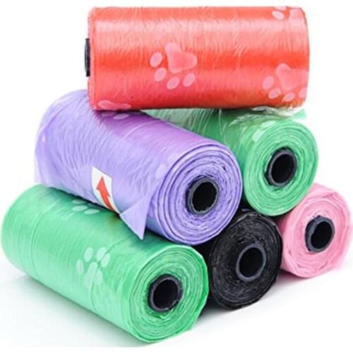 Paw Print Pet Waste Bag 15pcs/Roll Pet Waste Bag 6x2.5cm Strong Load-bearing CLH@8