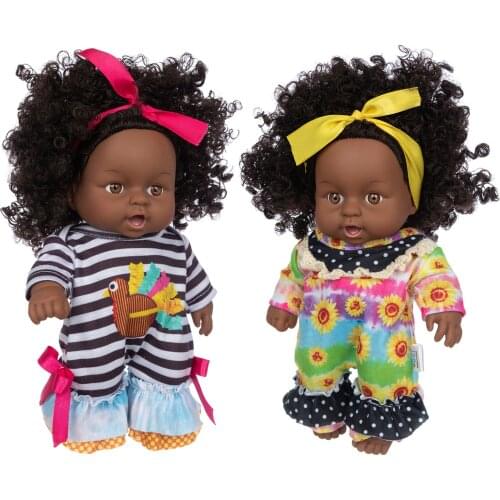 New 10 inch black doll 20cm silicone doll toy Lifelike Newborn Baby Doll