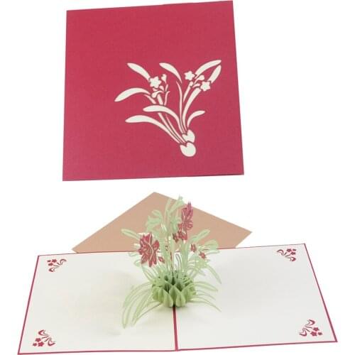 Daffodil flower 3D Pop UP paper laser cut Greeting & Gift Happy Birthday thank you Cards postcards carte postale tarjetas kraft