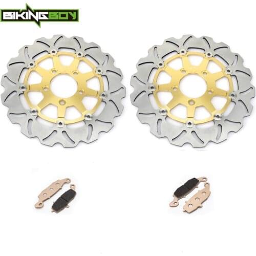 BIKINGBOY Front Brake Discs Disks Rotors + Pads For Suzuki V-Storm DL 650 04-06 DL 1000 02-09 08 07 03 Kawasaki KLV 1000 04 05