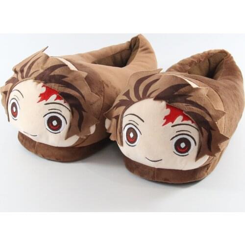Anime Demon Slayer Kamado Tanjirou Figures Cosplay Plush Cotton Slippers 28 CM