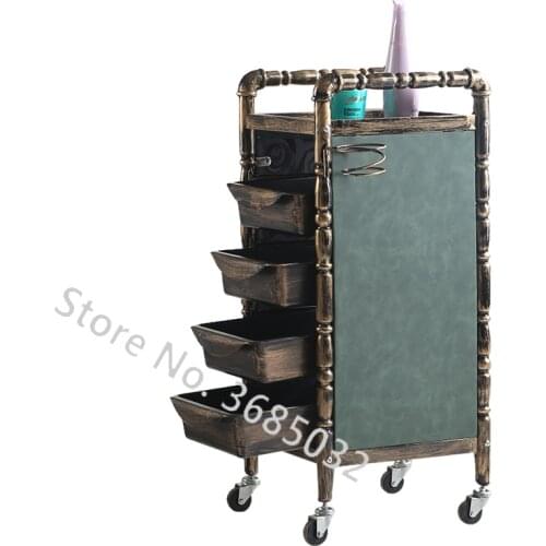 Hot Retro Beauty Salon Hair Cart sturdy Hair Salon Barber Shop Dyeing Tool Trolley Locker Rack 9kg