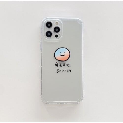 Be Happy Transparent TPU Case for iPhone 12 Pro Max Back Phone Cover for 12 Mini 11Pro Max X XS XR 8 7 Plus SE 2020 Capa