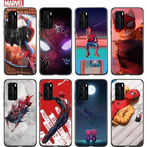 Silicone Cover Marvel Spider-Man For Huawei P 50 P40 P30 P20 P10 P9 P8 Pro Plus Lite E mini 2017 2019 Phone Case