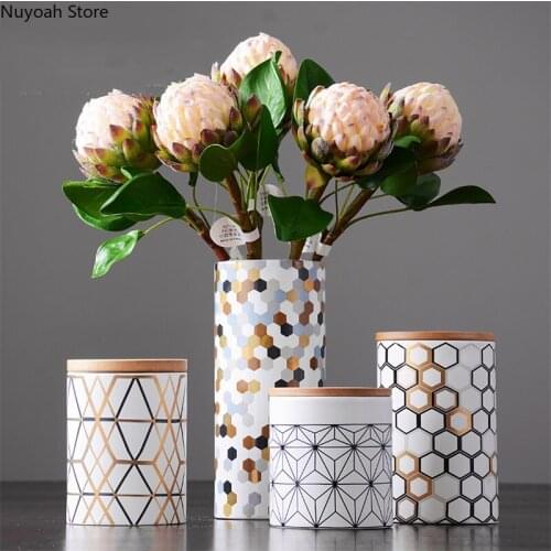 Modern Minimalist Geometric Ceramic Storage Tank Abstract Art Storage Bottle Decoration Living Room Decoration Accessories