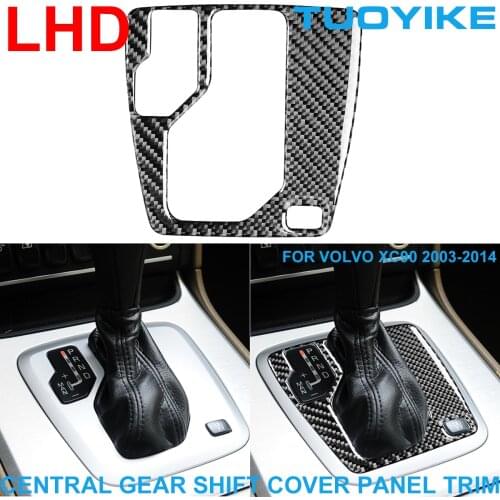 LHD RHD Car Styling Carbon Fiber Central Gear Shift Frame Cover Panel Trim Sticker Paste Interior Part For VOLVO XC90 2003-2014