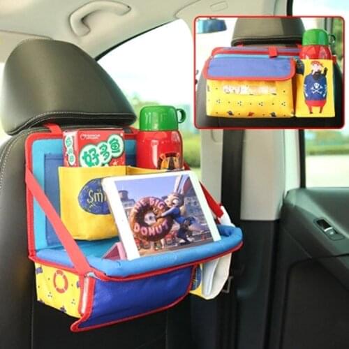 Car Backseat Storage Bag For Kids Oxford Cartoon Folding Auto Organizers Back Child Dining Table Organizador Car Accessories