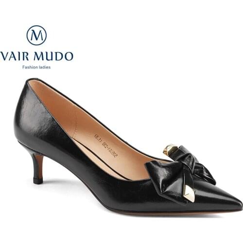 VAIR MUDO Women Pumps Shoes High Heels Elegant Fashion White Black Solid Adult Shoes Female Footwear Dress Office Career D262L