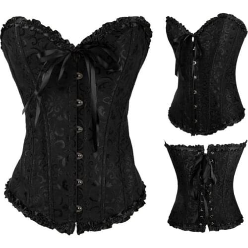 Vocole Womens Sexy Lingerie Corset Bustier Lace Up Boned Body Shaper Plus Size S-6XL