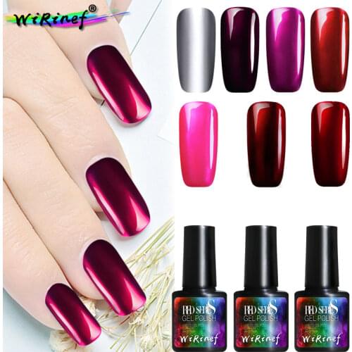 WiRinef Mirror Bright Acrylic Color 3D Glitter Titanium Red Gel Varnish Nail Gel Polish UV Gel Nail Lacquer