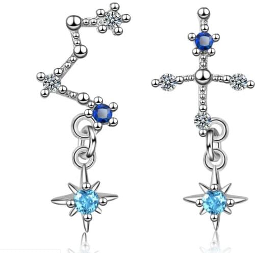 New Big Dipper Asymmetry Star Zircon Earrings For Women Trend Creative Jewelry Party Gift Oorbellen SAE157