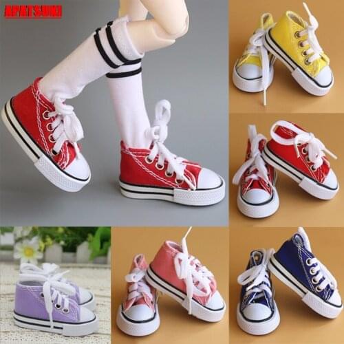 1Pair 7.5cm Canvas Shoes For 1/4 BJD Doll Mini Shoes For 16 Inch Sharon Doll Boots Casual Shoes For American Girl Dolls DIY Toys