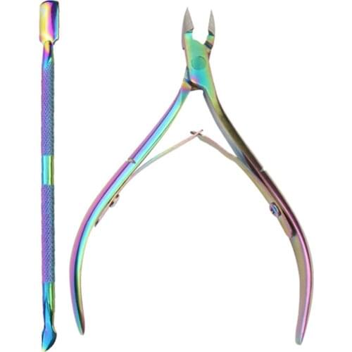2pcs/set Cuticle Trimmer Remover Nippers Pusher Set Stainless Steel Cuticle Peeler Scraper Dead Skin Cutter Pusher