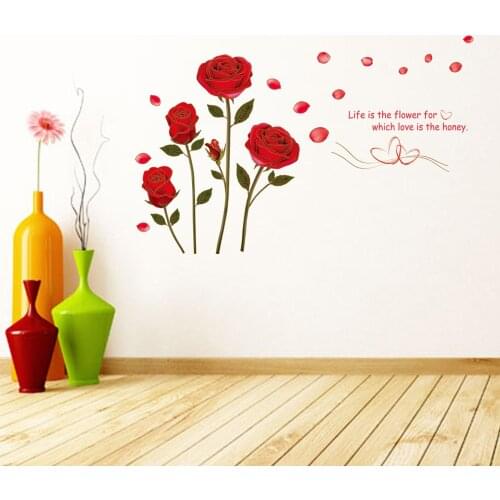 3D Rose Phnom Penh Living Room Bedroom Decorations Wall Stickers Life Love Quotes Murals Adesivo De Parede Wall Art Posters