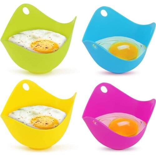 4Pcs Silicone Egg Poacher Food Grade Egg Cooker Egg Boiler Nonstick Poached Egg Maker Egg Holder Cup Kitchen Eggs Cooking Tools
