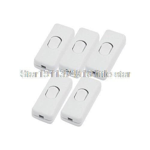 5 Pcs Room Indoor AC 250V 2A ON/OFF In Line Cord Switch White