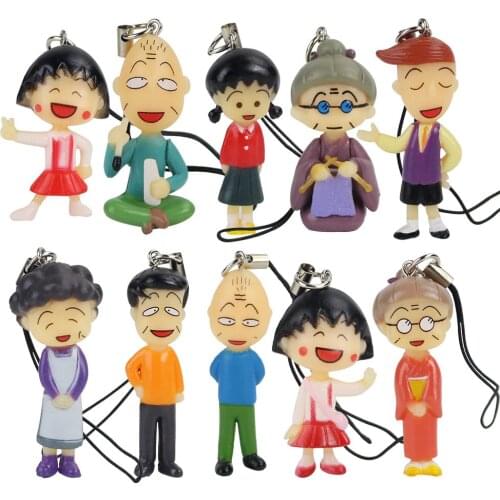 6pcs 8pcs 10pcs Chibi Maruko-Chan Figure Toys Sakiko Hiroshi Sumire Tomozo Kotake Hanawa Father Mother Family Keychain Pendants
