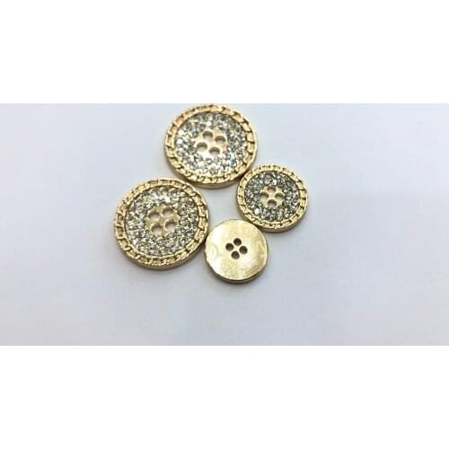 6pcs Retro Rhinestones Diamond Decor Metal Gold BEE Pink Blue Pearl Buttons for Clothing Coat Cardigan Sweater Sew Needlework