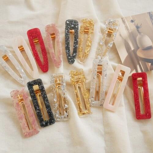 14 Styles Women Girl Korea Hollow Geometric Waterdrop Acrylic Hair Clips Shiny Tinfoil Sequins Hairpin Hair Accessories Barrette