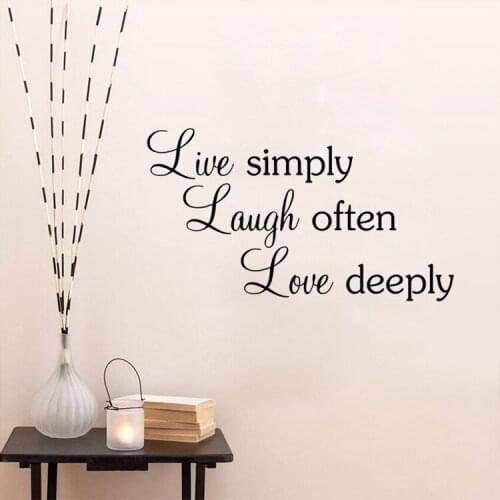 Free Shipping Quotes Wall Decal Live simply laugh often love deeply Home Decoration Quotes sayings Vinyl Art Wall Sticker Y-203