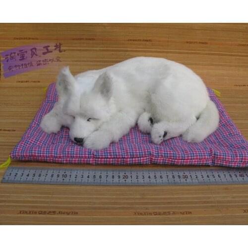 Big creative simulation sleeping toy polyethylene&fur white dog model gift about 37x23x14cm 1684