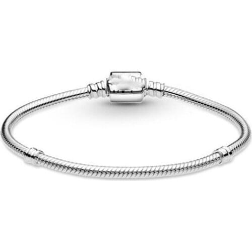 925 Sterling Silver Pan Bracelet Moments Barrel Clasp Snake Chain Bracelet Bangle Fit Bead Charm Diy Fashion Jewelry