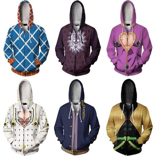 COSSUN JoJo' Bizarre Adventure Uniform Casual Jacket Cosplay Costume Long Sleeve Hoodie oversized hoodie anime hoodies