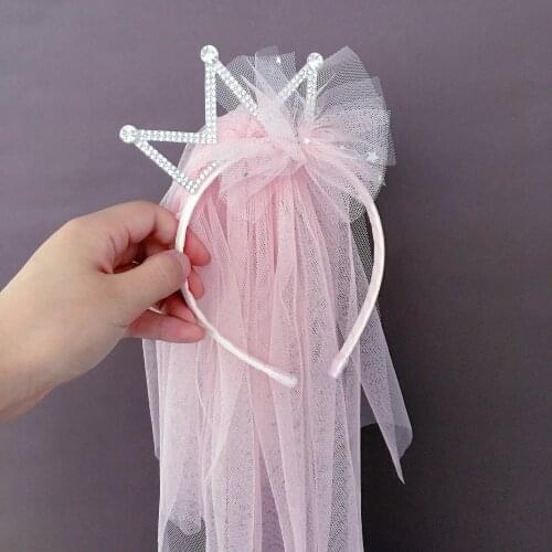 Crown Bowknot Headband Child Princess Headwear Hair Hoop Flower Girl Party wedding birthday Halloween