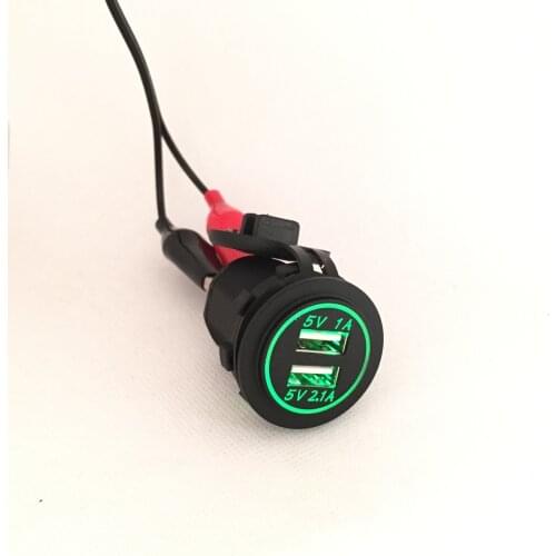 DIY 12V - 24V Dual USB Car Charger Power Outlet 1A & 2.1A for Ipad Iphone Car Boat Marine Mobile LED Light Blue Red Green Orange