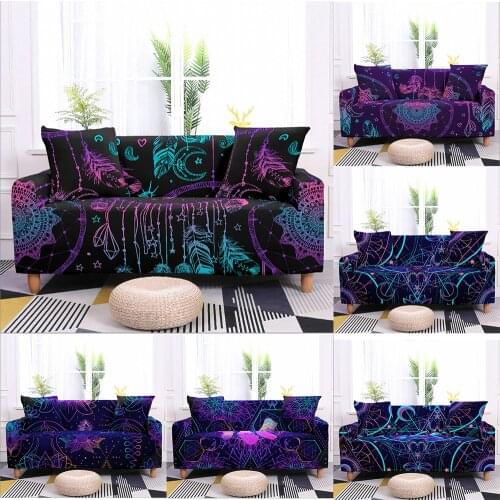 Ethnic Elastic Sofa Cover Living Room Anti-dirty L Shape Corner Sofa Stretch Couch Cover All-inclusive Slipcover 1/2/3/4 Seater