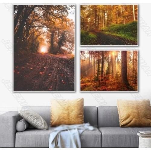 Canvas Landscape Poster Autumn Forest Nordic Style Waterproof Ink Print Art Hd Painting Modern Living Room Bedroom Decoration